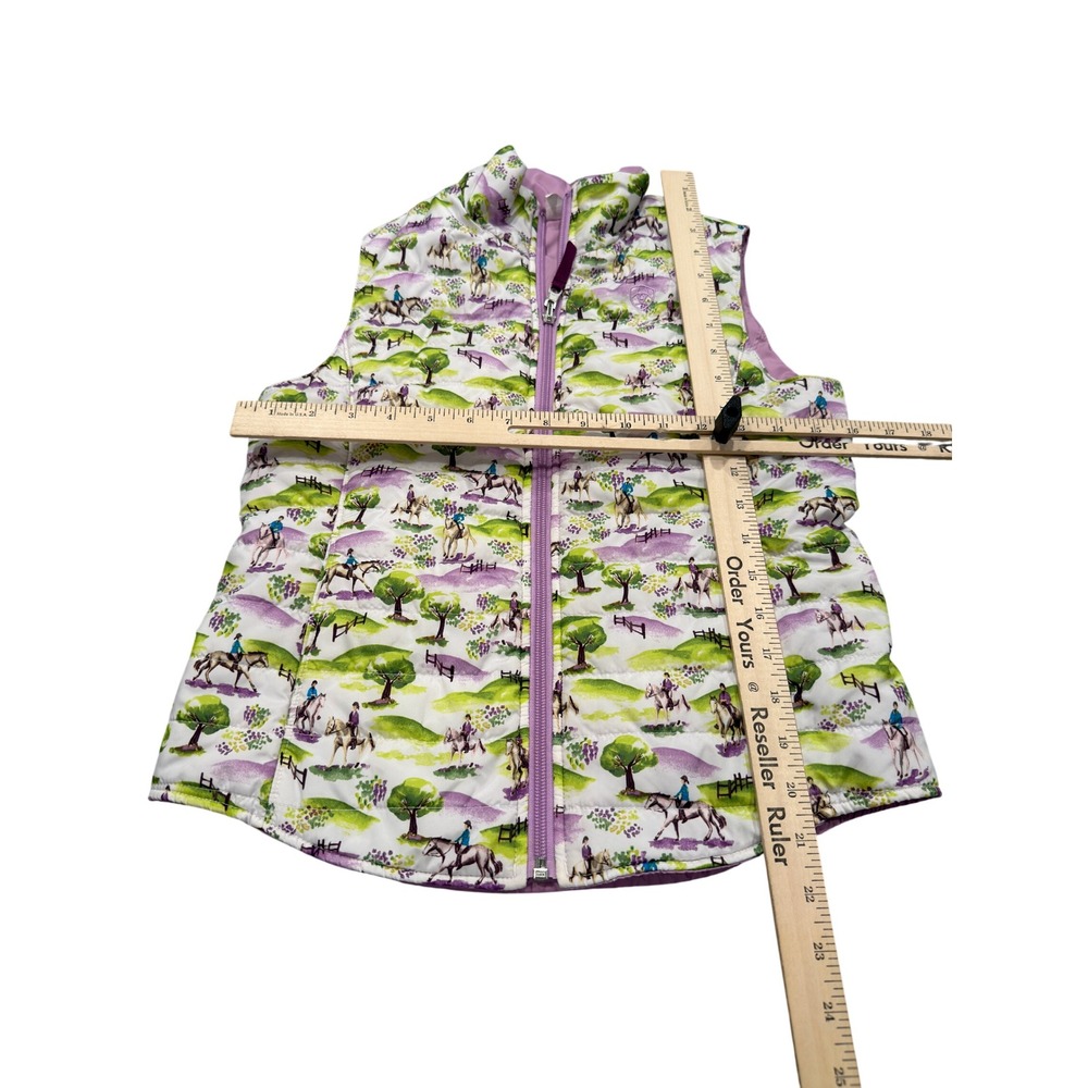 Ariat Girls Large Puffer Vest Purple Scenic Equestrian Horse Print Quilted Zip - Picture 5 of 9